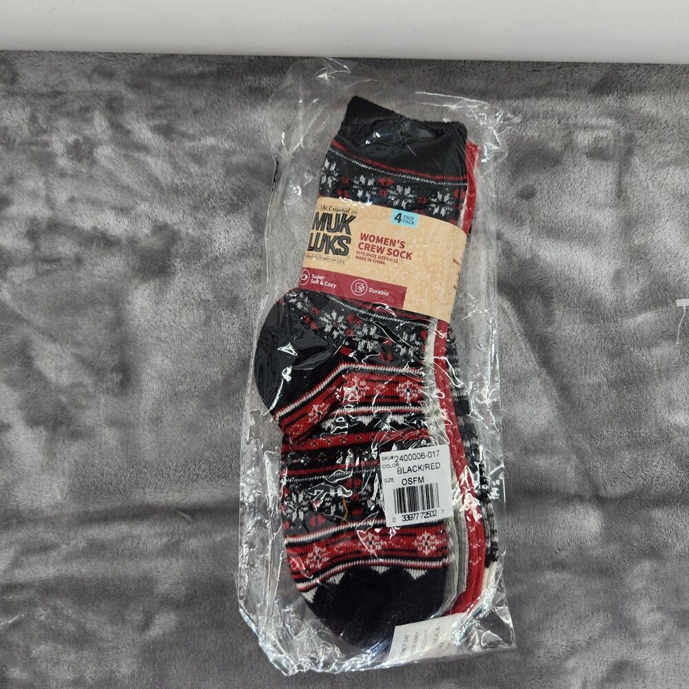 Muk‎ Luks Women's Cozy Socks 4 Pack OSFM NWT